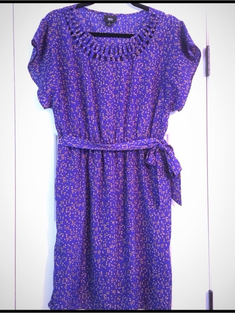 Women’s blue/purple  Printed Belted Dress